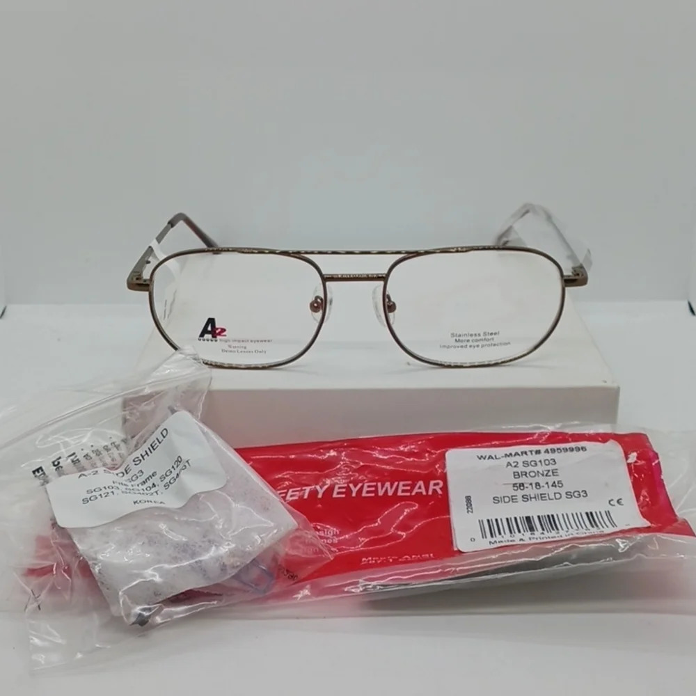 NWT MEN'S A2 RX SAFETY GLASSES SG103 BRONZE WITH SIDE SHIELDS
